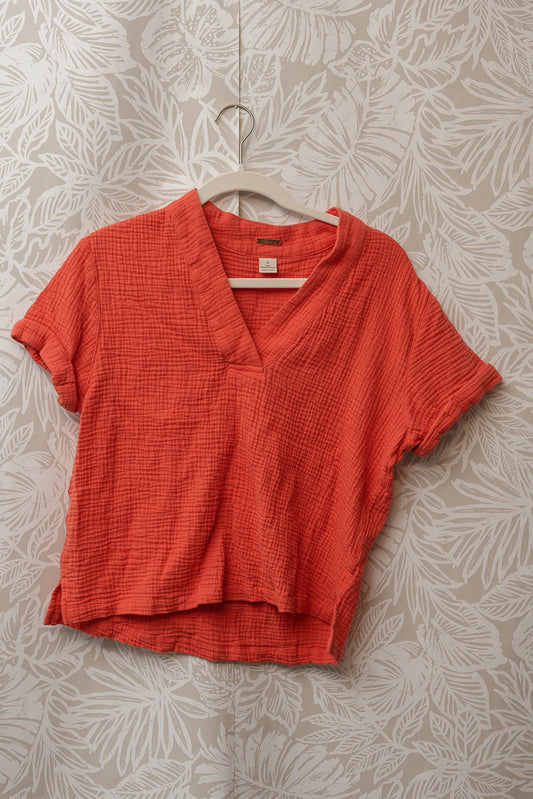 Size S | Orange Coral 100% Organic Cotton Short Sleeve 🌷