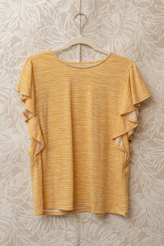 Size L | Mustard Striped Flutter Sleeve 🍁