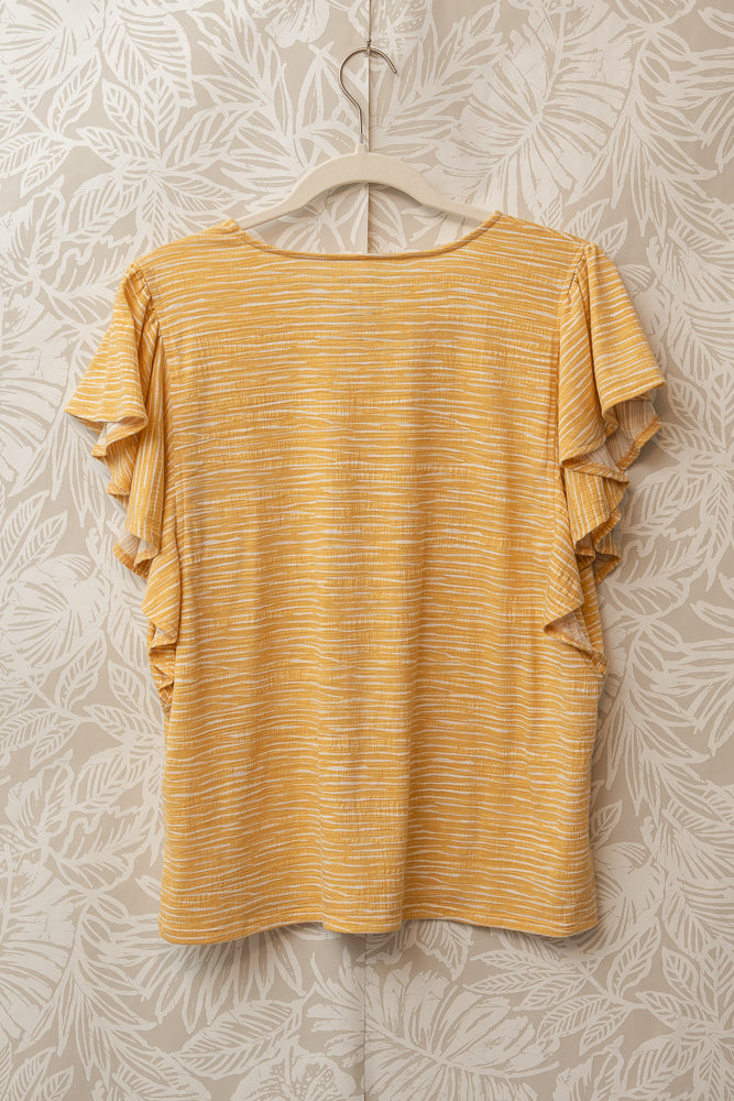 Size L | Mustard Striped Flutter Sleeve 🍁