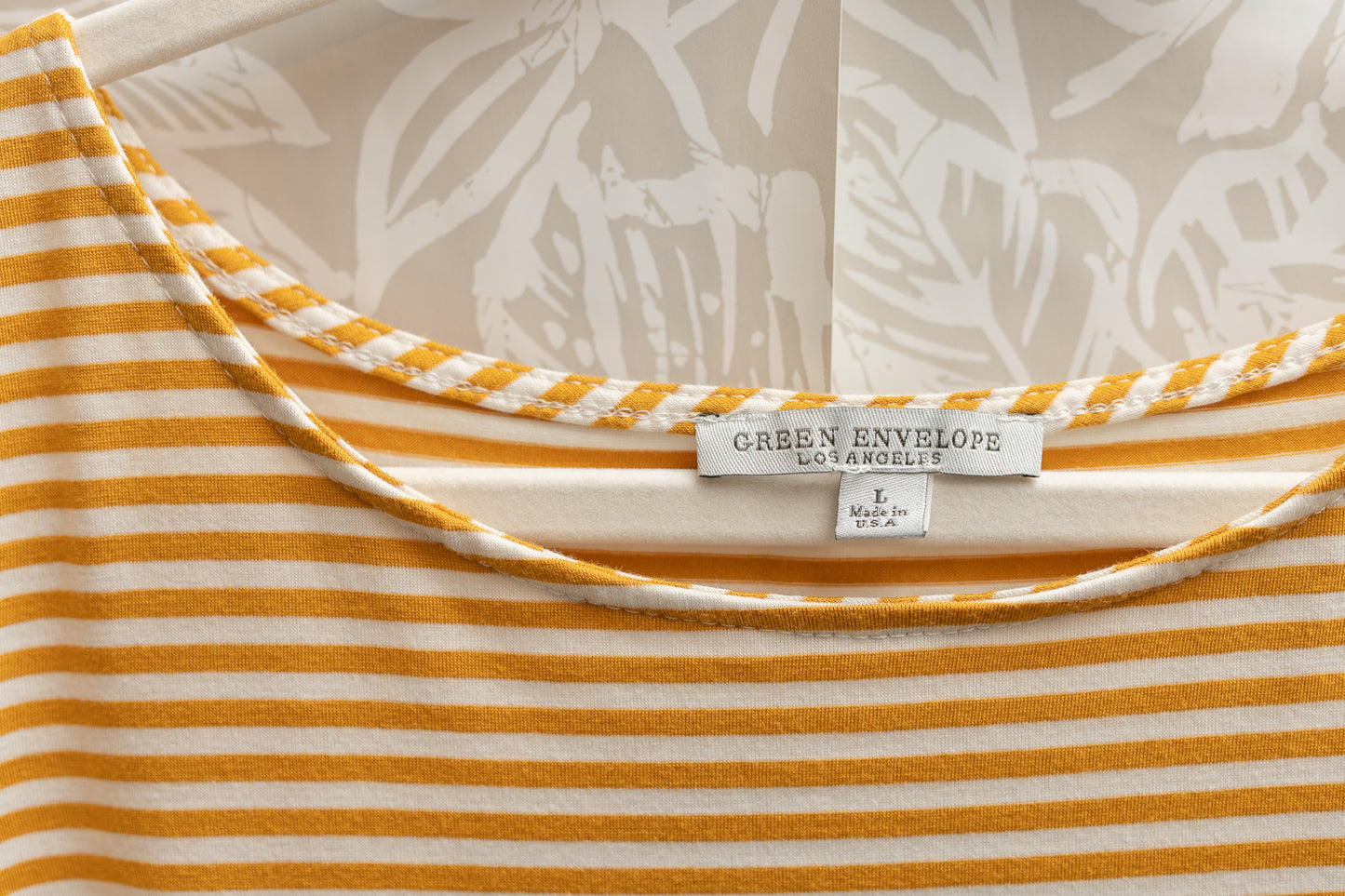 Size L | Mustard Thin Stripped Short Sleeve 🍁