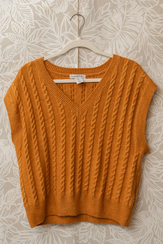 Size L | Light Amber Short Sleeve Sweater 🍁