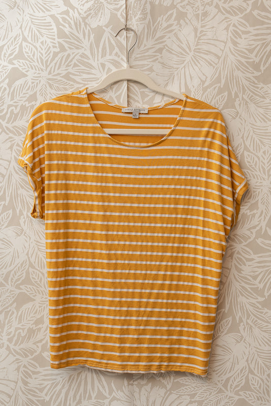 Size L | Mustard Stripped Short Sleeve 🍁